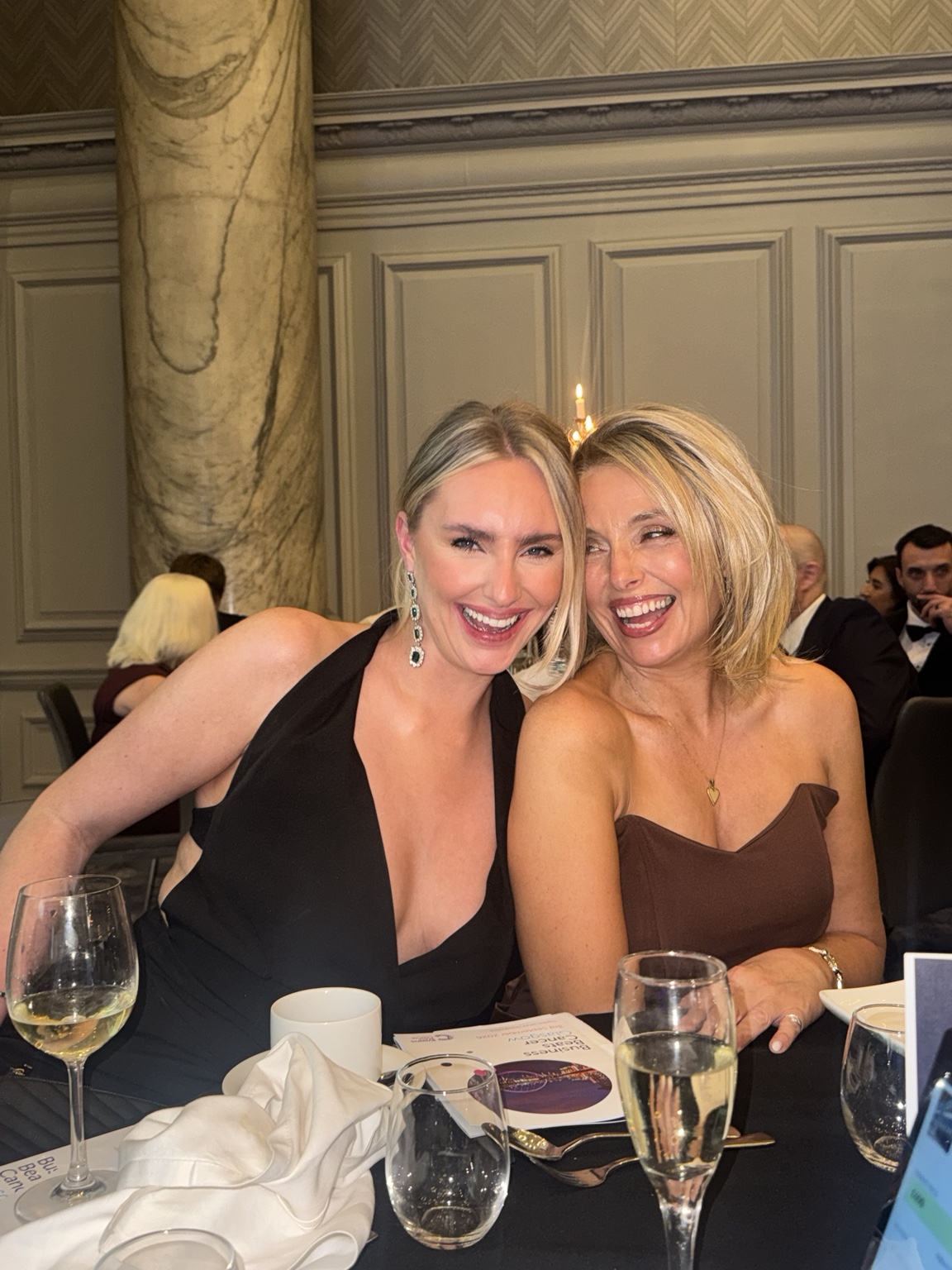 Francesca and Mary Ann enjoying the evening at Business Beats Cancer Glasgow